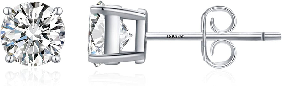 Certified Moissanite Stud Earrings Diamond Earrings 925 Sterling Silver Gift for Women Wife Girlfriend Mom Daughter Sisters Men 18K Gold Earrings Gifts for Her on Birthday Anniversary Christmas New Year Valentines' Day Mother'S Day Wedding(1Ct, 2Ct)