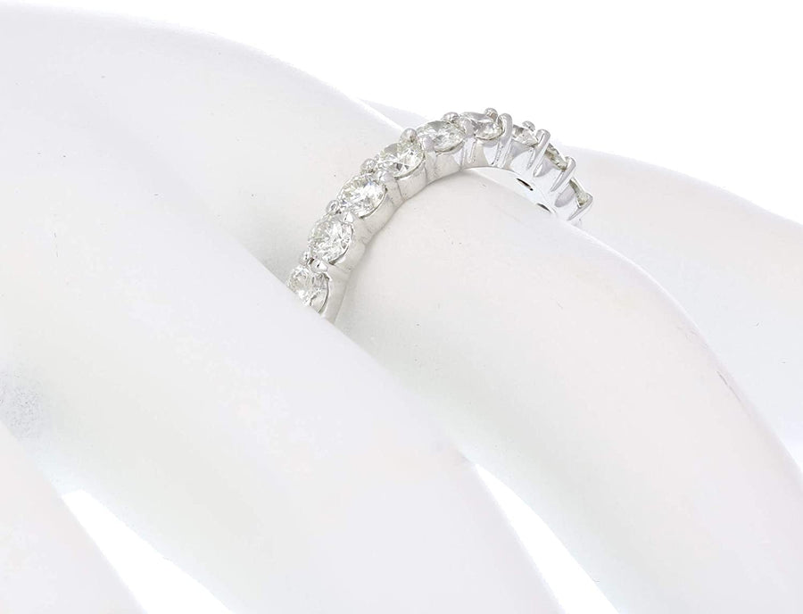 3/4 Carat (Ctw) Diamond Wedding Anniversary Band for Women, round Diamond Engagement Ring 14K White Gold 9 Stones Prong Set 0.75 Cttw, Size 4-10