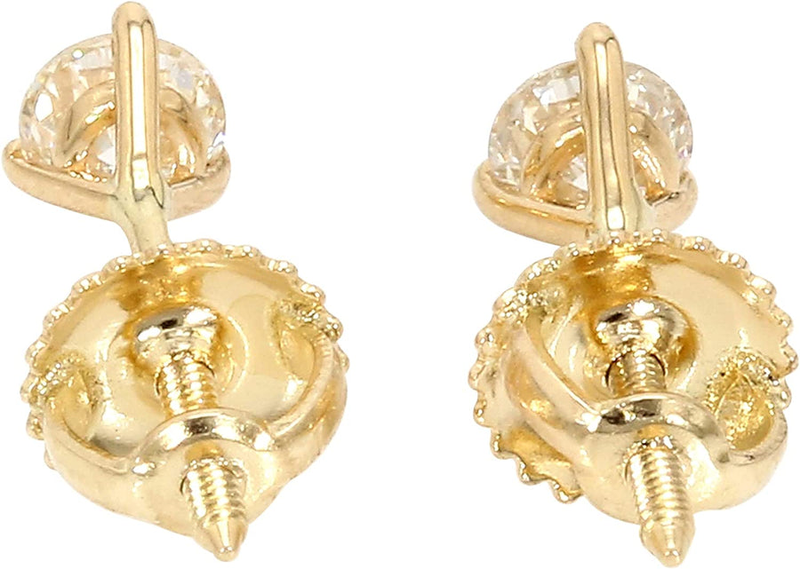 IGI Certified Lab-Created Diamond Stud Earrings Martini Prong 14K Yellow Gold Womens (VS2-SI1 Clarity)
