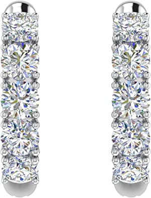 3/4-6 CT Carat Natural Diamond Hoop Huggies Earrings Value Collection