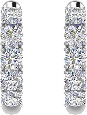 3/4-6 CT Carat Natural Diamond Hoop Huggies Earrings Value Collection