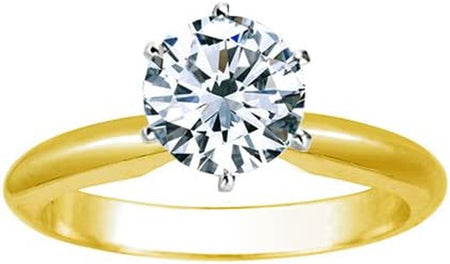 1/2 Carat round Cut Diamond Solitaire Engagement Ring 14K Yellow Gold 6 Prong (K, I2, 0.5 C.T.W) Very Good Cut