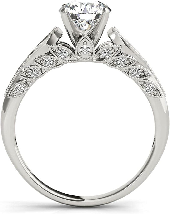 Engagement Ring 1.5 CT round Cut Graduated Floral Moissanite Engagement Rings for Women 10K 14K 18K White Gold