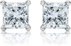 1/2 Carat Solitaire Diamond Stud Earrings Princess Cut 4 Prong Push Back (J-K Color, I2 Clarity)