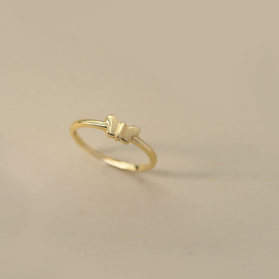 GELİN Butterfly Ring in 14K Solid Gold | Stackable Ring for Women | Gold Jewelry Mood Dainty Ring