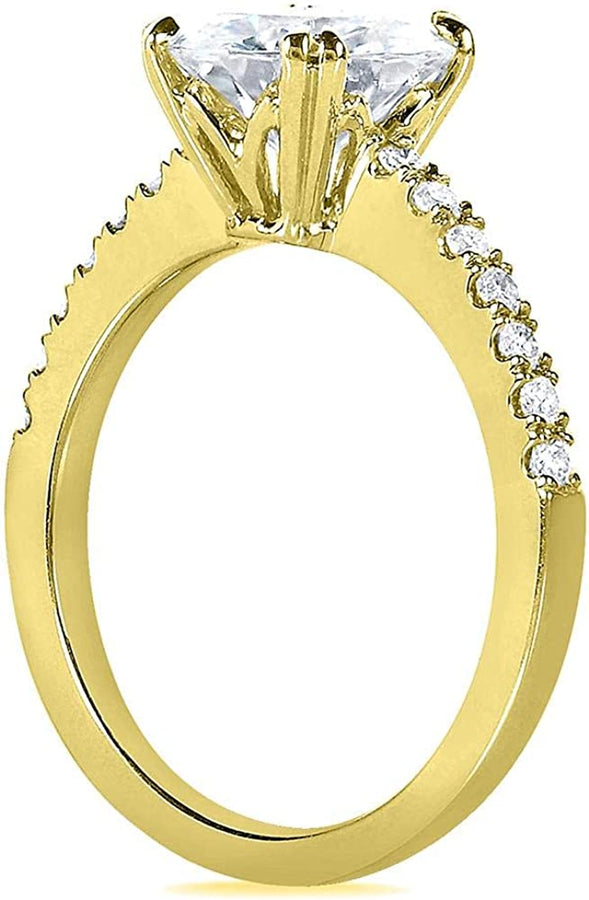 Forever One Moissanite and Lab Grown Diamond Engagement Ring 2 1/10 CTW 14K Yellow Gold (DEF/VS)