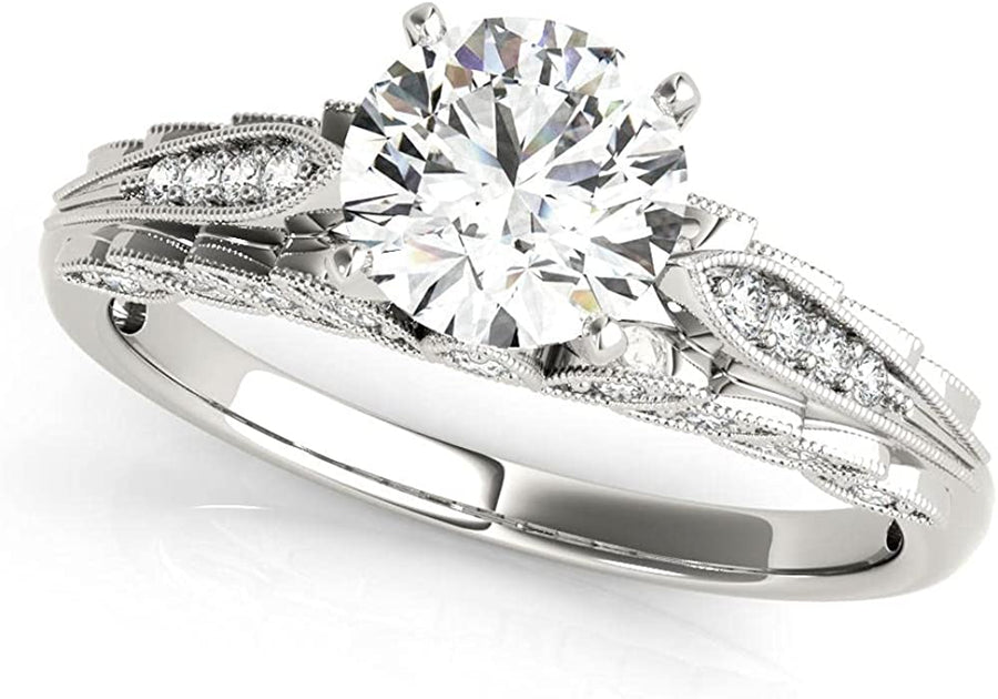 Engagement Ring 1.5 CT round Cut Graduated Floral Moissanite Engagement Rings for Women 10K 14K 18K White Gold