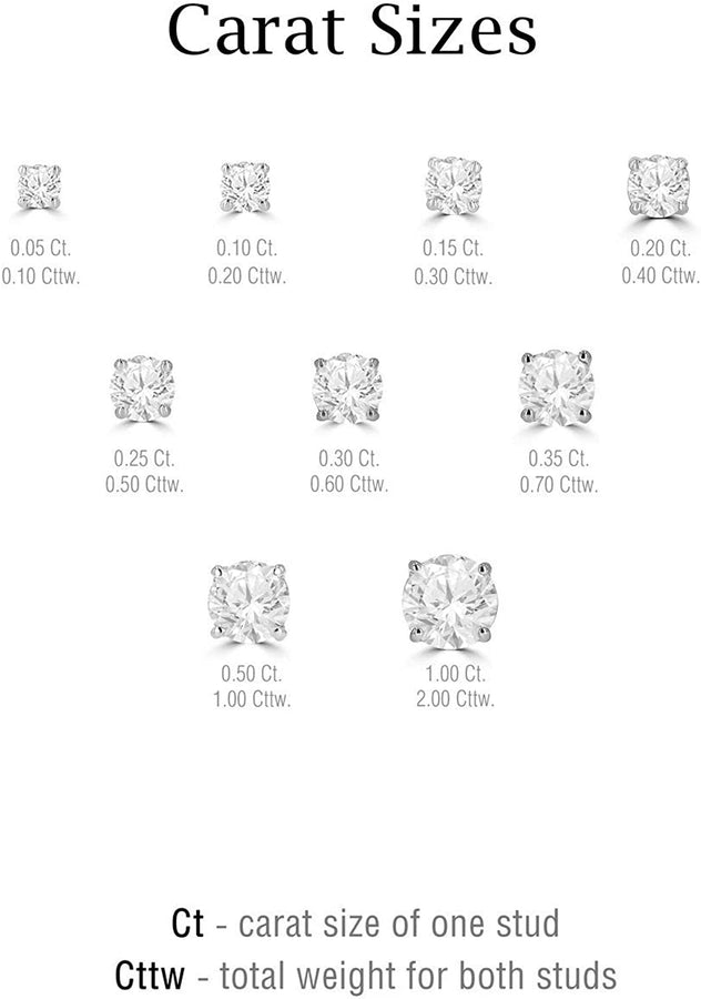 0.10-0.50 Carat Total Weight round Natural Diamond Stud Earrings for Women in 14K White, Yellow, or Rose Gold with Push Backs (0.30Cttw and up IGL Certified) - (JK Color, I1 Clarity)