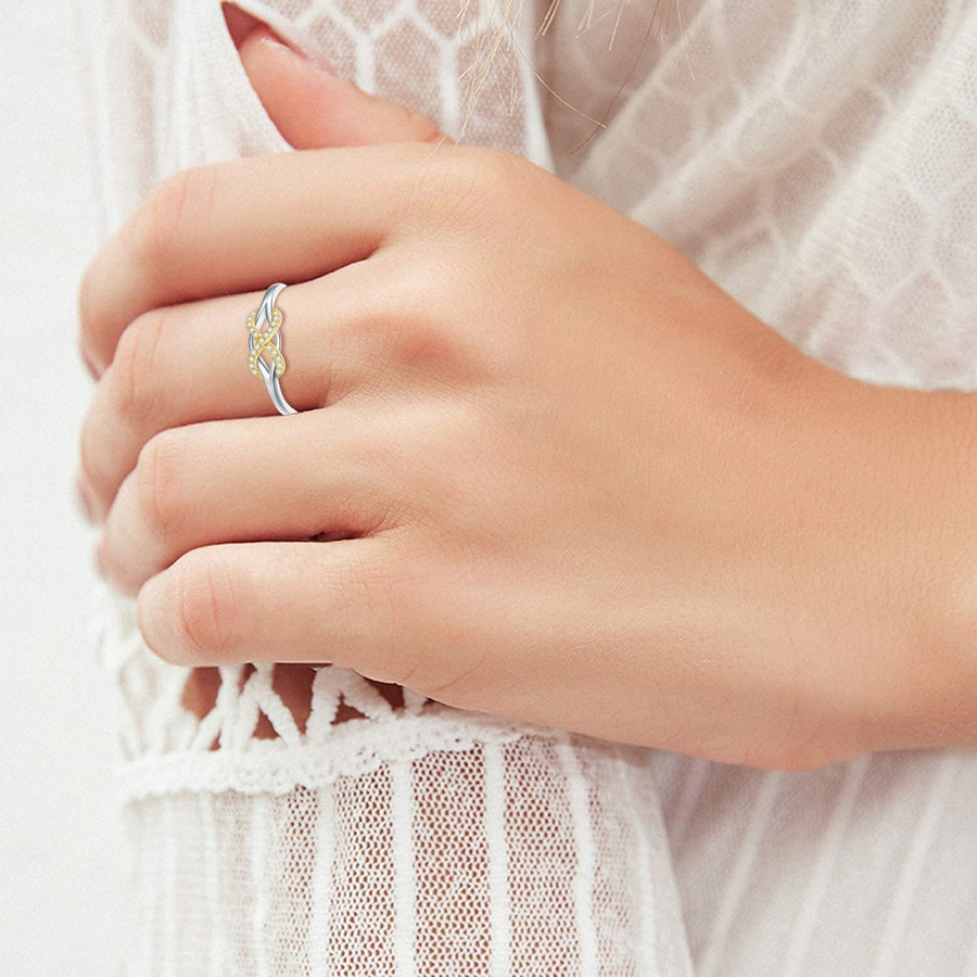 Infinity Love Band Ring,14K Solid Gold Celtic Love Knot Symbol Natural Diamond Ring Forever Endless Promise Ring Anniversary Wedding Engagement Band for Women Girls Size 5-11