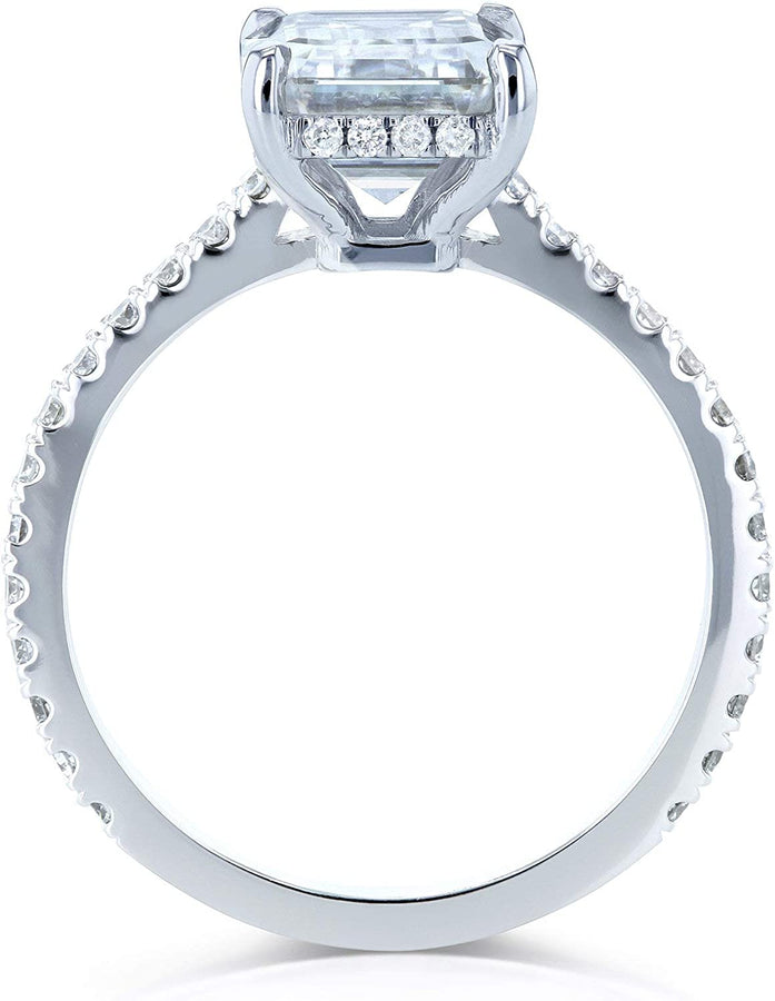 Emerald-Cut Forever One Moissanite Engagement Ring 2 7/8 CTW 14K White Gold