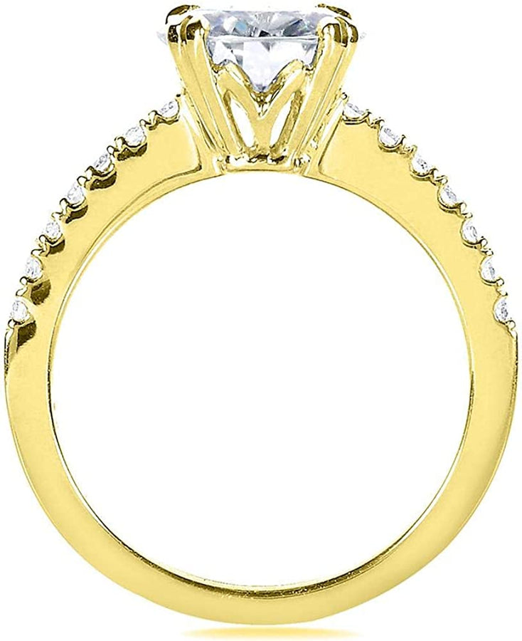 Forever One Moissanite and Lab Grown Diamond Engagement Ring 2 1/10 CTW 14K Yellow Gold (DEF/VS)