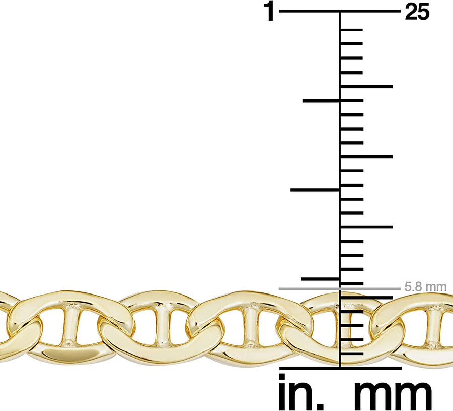 Solid 14K Yellow Gold Filled Mariner Link Chain Necklace for Men and Women (3.3 Mm, 4 Mm, 5 Mm, 5.8 Mm or 7.8 Mm)