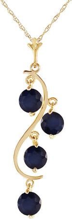 Galaxy Gold GG 14K Yellow Gold Natural Blue Sapphire Drop Pendant Necklace