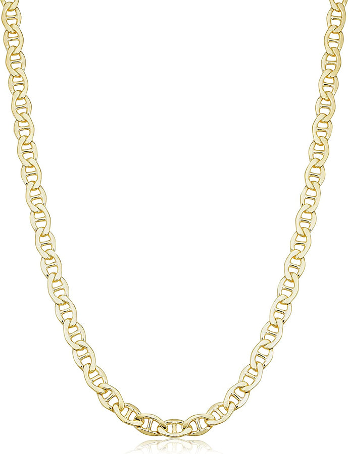 Solid 14K Yellow Gold Filled Mariner Link Chain Necklace for Men and Women (3.3 Mm, 4 Mm, 5 Mm, 5.8 Mm or 7.8 Mm)