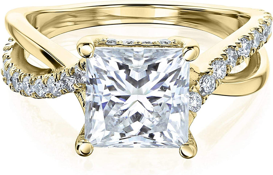 Ribbon Bypass Forever One Princess Moissanite Engagement Ring