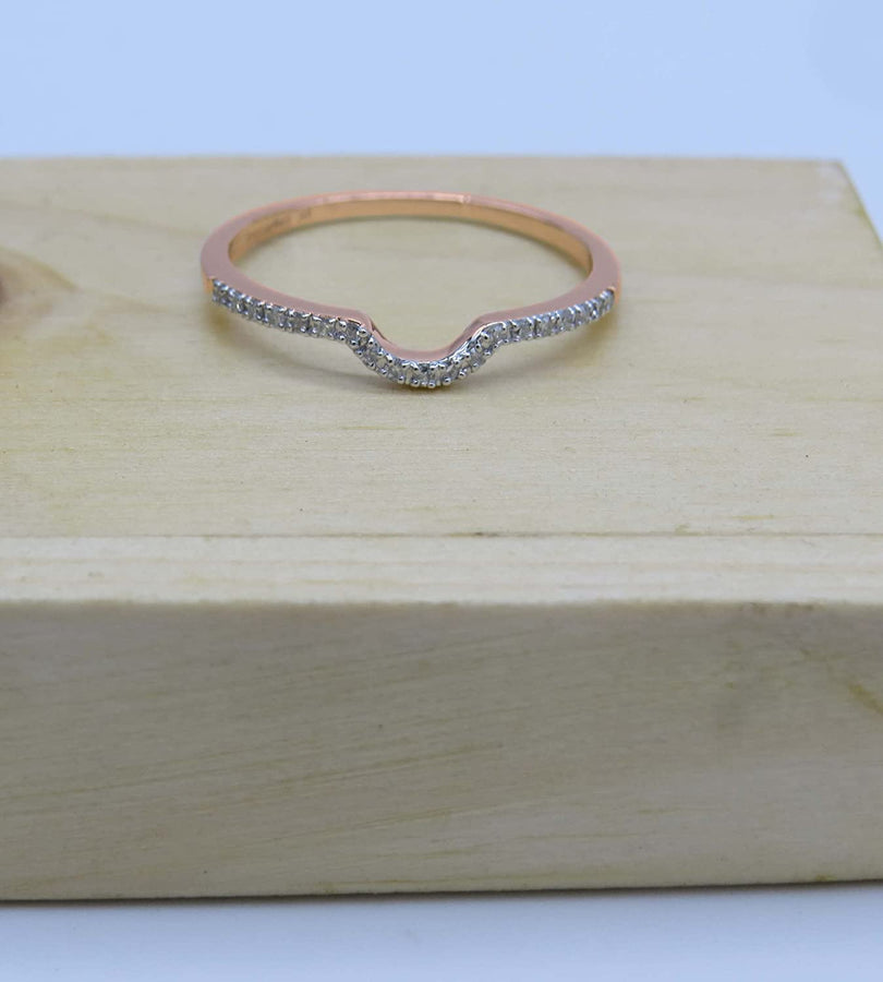 0.11 Carat (Ctw) round White Diamond Ladies Wedding Anniversary Guard Ring Band, 14K Gold