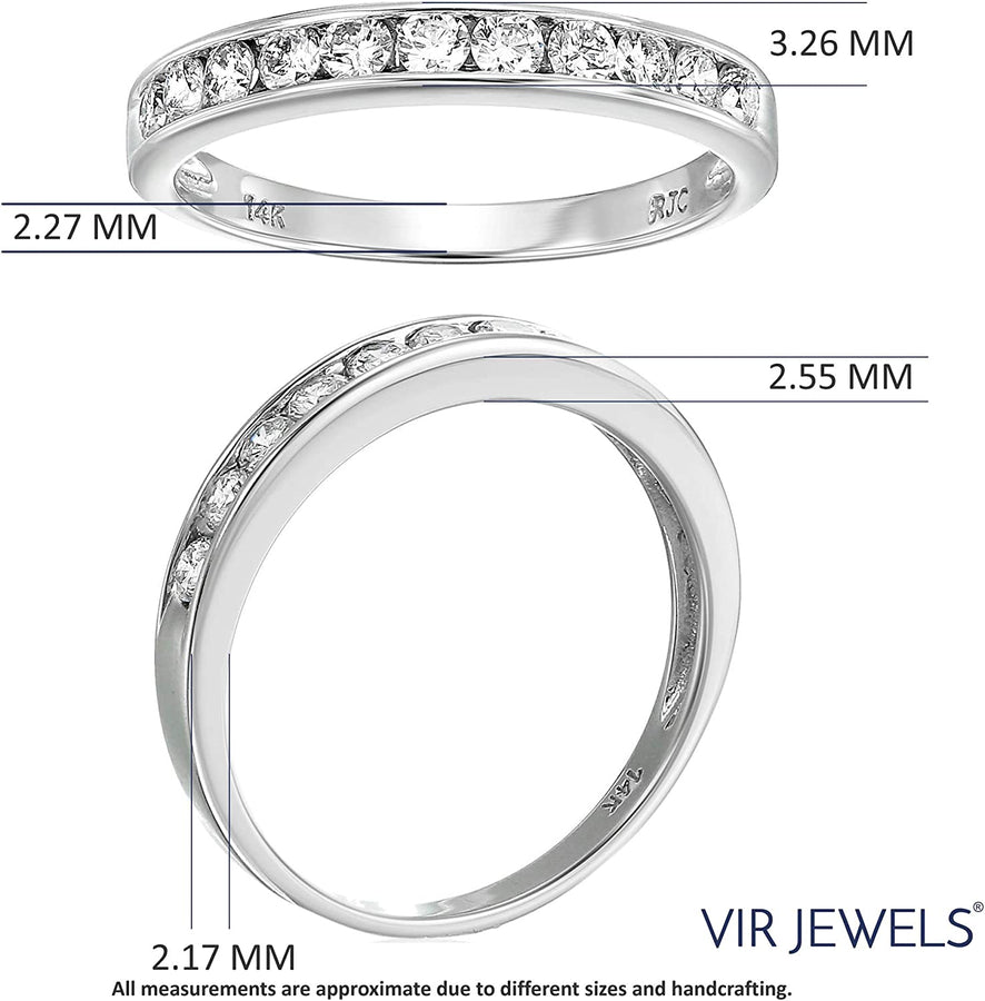 1/2 Carat (Ctw) Diamond Wedding Anniversary Band for Women, Half Eternity round Diamond Engagement Ring 14K White Gold Channel Set 0.50 Cttw, Size 4.5-10