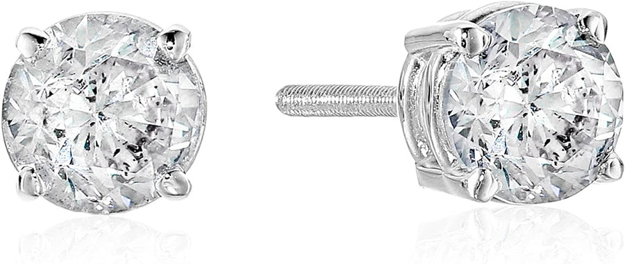 Certified Diamond Earrings for Women in 14K Gold with Screw Back and Post Studs (I1-I2 Clarity), Choice of Carat Weights