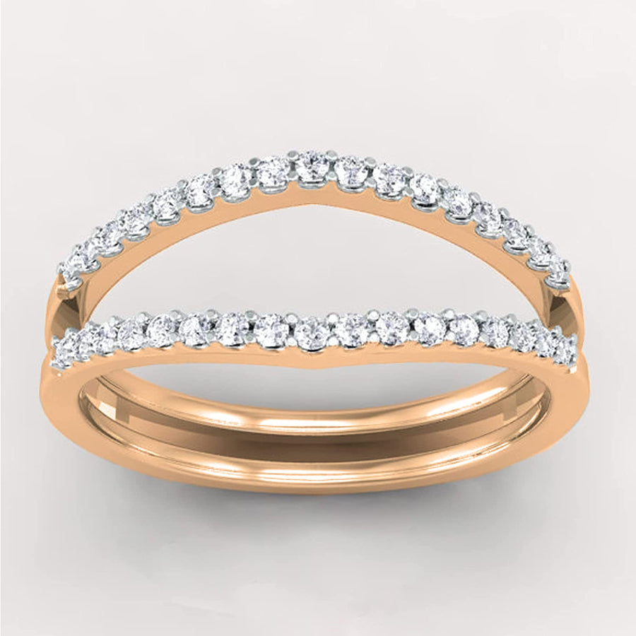 round White Diamond Enhancer Guard Wedding Band for Women 1/4 CT (0.25 Ctw, Color I-J, Clarity I1-I2) in 14K Gold