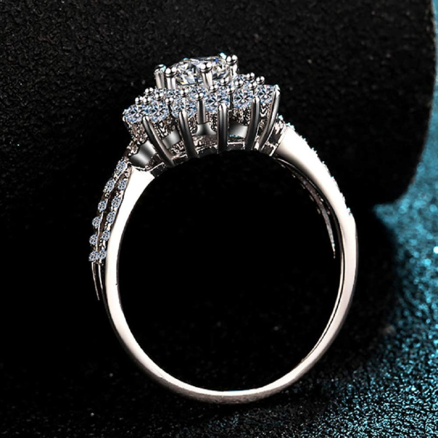 Flower Engagement Rings for Women 925 Sterling Silver 1 Carat (Ctw) Moissanite Rings Wedding Anniversary Promise