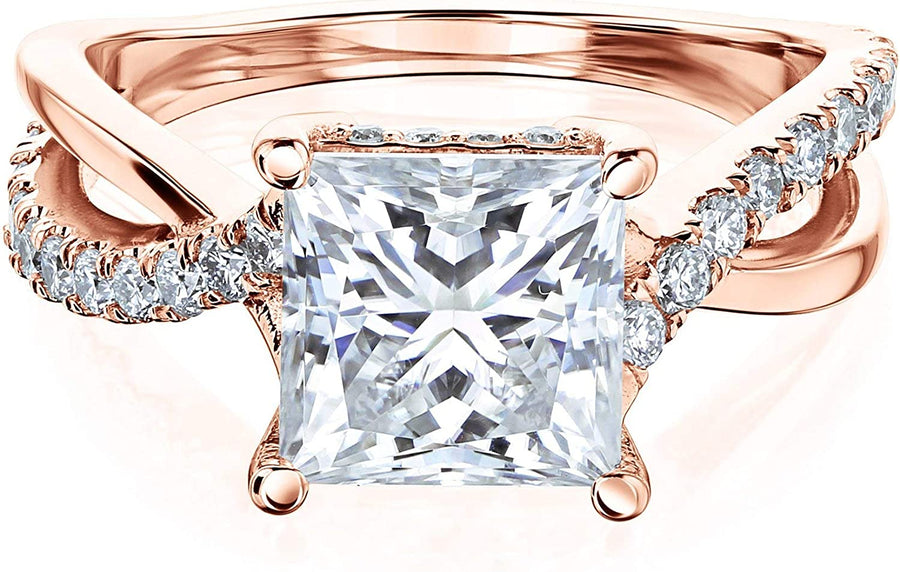 Ribbon Bypass Forever One Princess Moissanite Engagement Ring