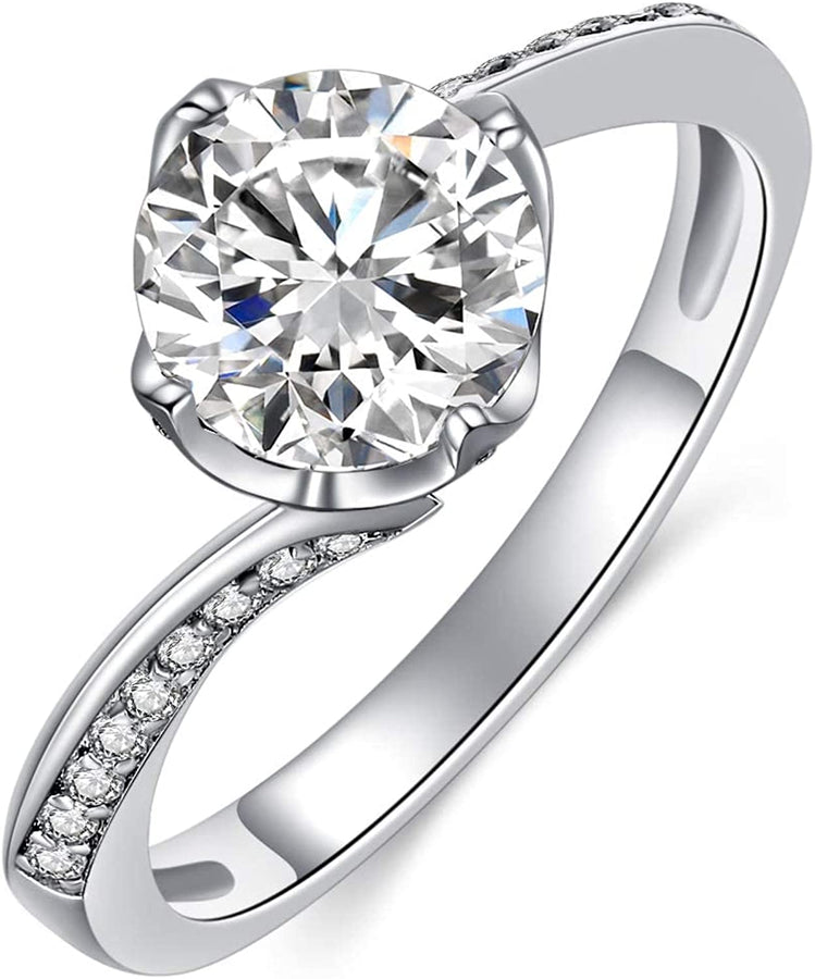 Twisted Rings for Women, 1 Carat Moissanite Diamond Rings Anniversary Sterling Silver Promise Rings Engagement Wedding Jewelry Gifts for Wife Her