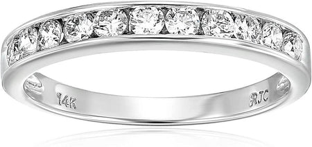 1/2 Carat (Ctw) Diamond Wedding Anniversary Band for Women, Half Eternity round Diamond Engagement Ring 14K White Gold Channel Set 0.50 Cttw, Size 4.5-10