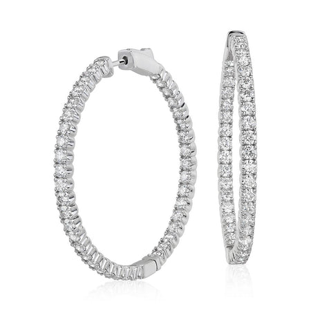 3/4 - 2 CT TW 925 Sterling Silver Diamond Hoop Earrings for Women -  Ideal Pair of Women's Diamond Earrings to Get for Her This Valentine's Day