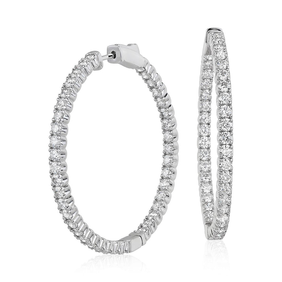 Lab Grown inside Out Diamond Hoop Earrings for Women | 3/4 - 2 CT TW 925 Sterling Silver Diamond Hoops | Ideal Pair of Womens Diamond Earrings to Get for Her This Valentines Day