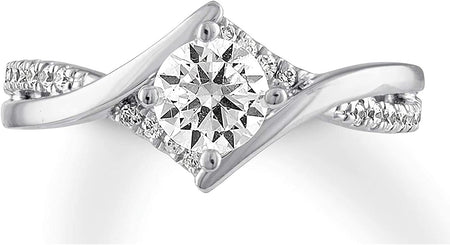 Engagement Ring 1.2 CT Moissanite Engagement Rings for Women Platinum Plated Silver