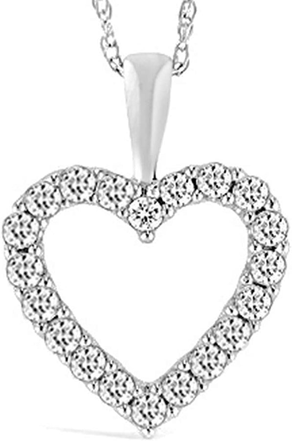 1/2-3 Carat White Gold Classic Heart Diamond Pendant Necklace for Women Value Collection