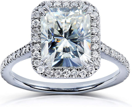 Forever One (D-F) Radiant-Cut Moissanite Engagement Ring 3 Carat (Ctw) in 14K White Gold