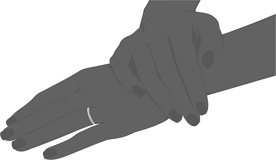 1/6 Carat (Ctw) Diamond Wedding Anniversary Band for Women, Half Eternity Petite round Diamond Engagement Ring 10K White Gold Prong Set with Milgrain 0.16 Cttw, Size 4-10