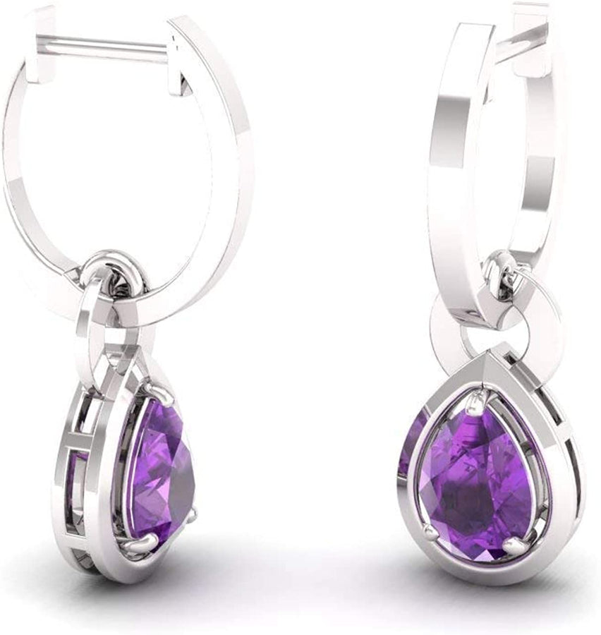 Natural and Certified Gemstone Drop Earrings in 14K White Gold | 0.64 Carat Earrings for Women