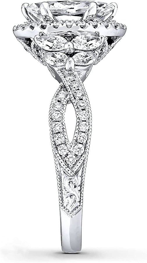 1-3/8 Carat (Ctw) Moissanite Engagement Rings for Women Platinum Plated Silver Rings