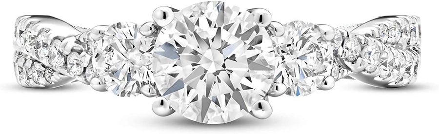 1.5 Carat (Ctw) Moissanite Engagement Rings for Women Platinum Plated Silver Ring Moissanite Rings