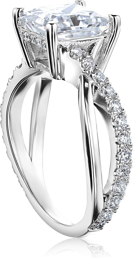Ribbon Bypass Forever One Princess Moissanite Engagement Ring