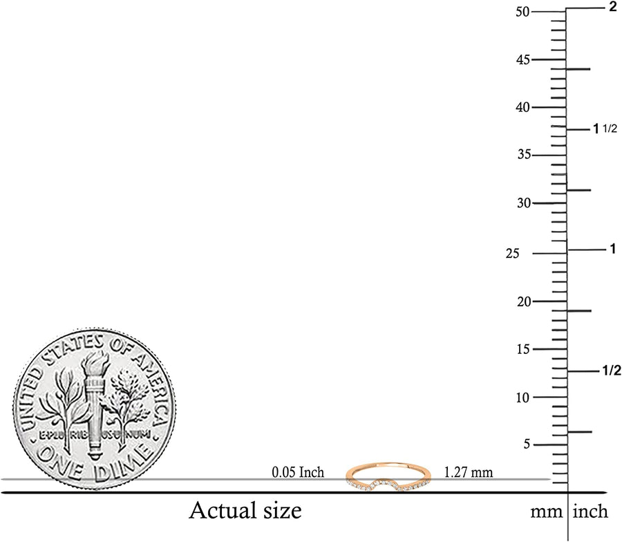 0.11 Carat (Ctw) round White Diamond Ladies Wedding Anniversary Guard Ring Band, 14K Gold