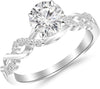0.63 Carat Twisting Infinity Gold and Diamond Split Shank Pave Set Diamond Engagement Ring with a 0.5 Carat J-K I2 Center