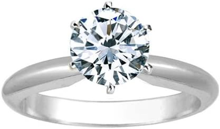 1/2 Carat round Cut Diamond Solitaire Engagement Ring 14K White Gold 6 Prong (J, I2, 0.45 C.T.W) Very Good Cut