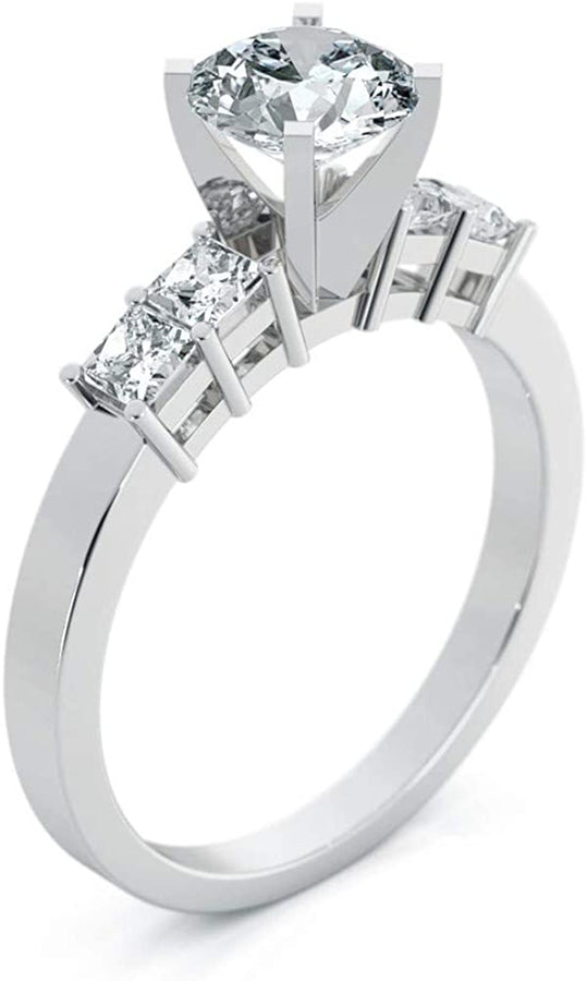 1.5 CT. T.W. round Cut Moissanite Engagement Rings for Women for Women Platinum Plated Silver