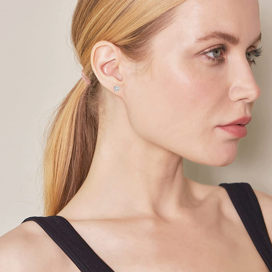 1.00 to 6.50 Carat Diamond, Stylish Prong Set 14K White Gold Round-Cut Diamond Stud Earring (J,VS2-SI1) by La4Ve Diamonds| Lab Grown Diamond Fine Jewelry for Women Teen Girls | Gift Box Included