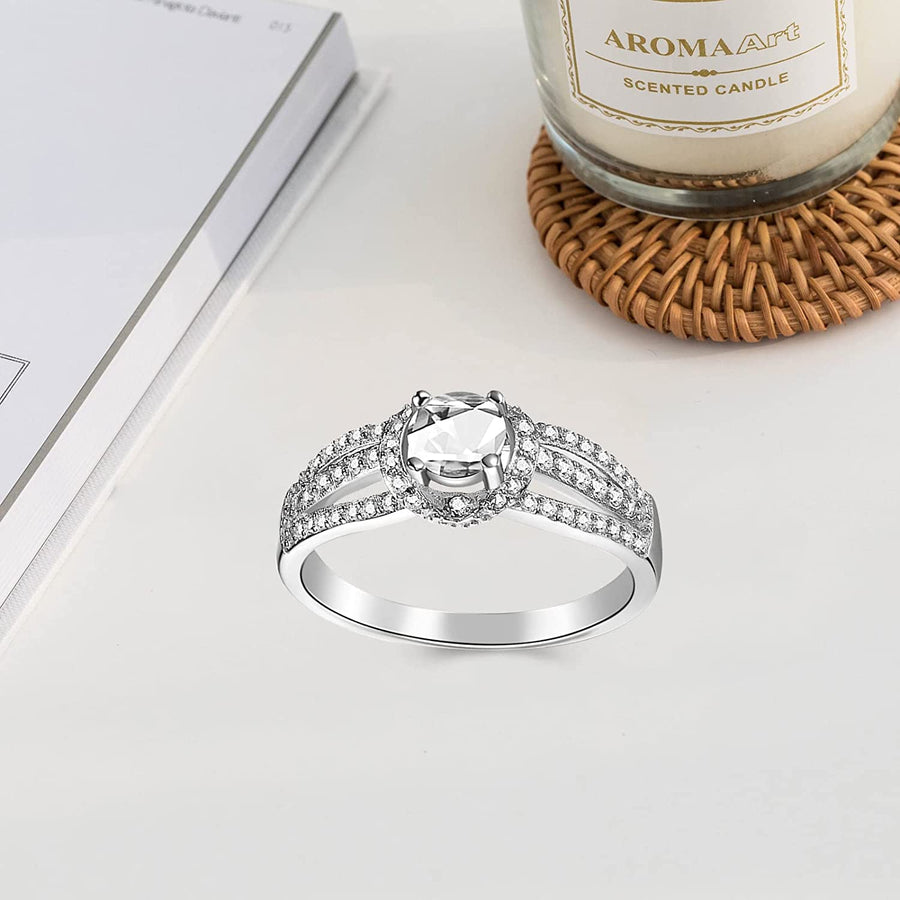 Diamond Cluster Rings for Women 1 Carat Moissanite D Color Gemstone Sterling Silver Band Ring White Gold/Rose Gold/Yellow Gold Plated Promise Wedding Anniversary Engagement Rings Jewelry Gifts for Her Wife Girlfriend