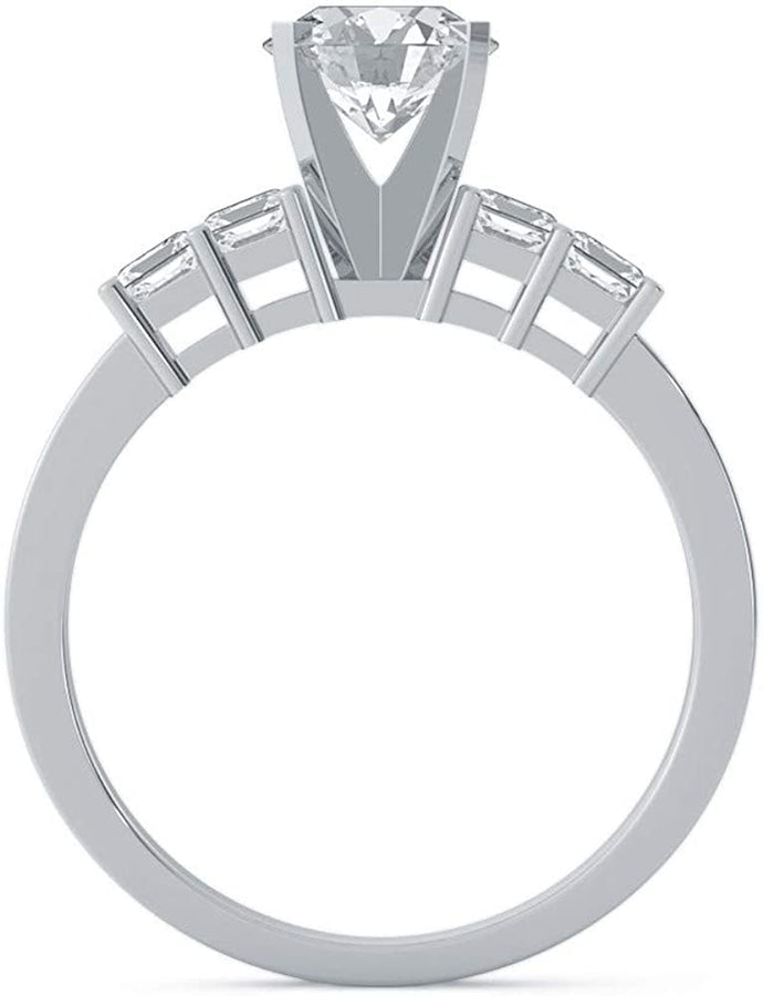 1.5 CT. T.W. round Cut Moissanite Engagement Rings for Women for Women Platinum Plated Silver