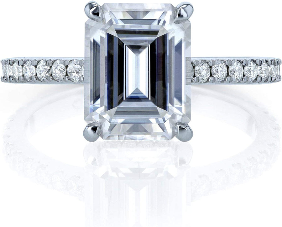 Emerald-Cut Forever One Moissanite Engagement Ring 2 7/8 CTW 14K White Gold