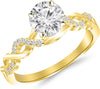 0.63 Carat Twisting Infinity Gold and Diamond Split Shank Pave Set Diamond Engagement Ring with a 0.5 Carat J-K I2 Center
