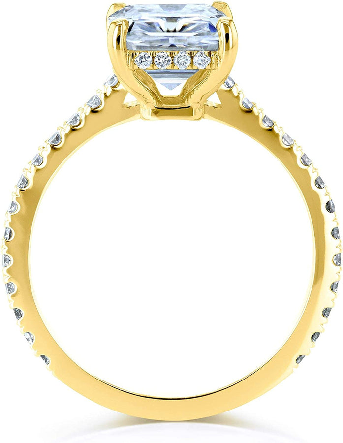 Radiant-Cut Moissanite Engagement Ring 3 1/10 CTW 14K Yellow Gold (DEF/VS, GH/I)