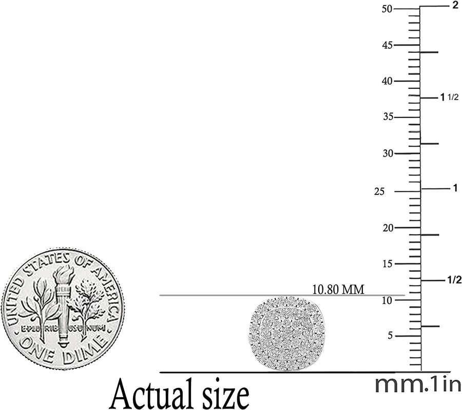 0.95 Carat (Ctw) round Diamond Ladies Double Halo Cluster Screw Back Stud Earrings, Available in 10K/14K/18K Gold & 925 Sterling Silver