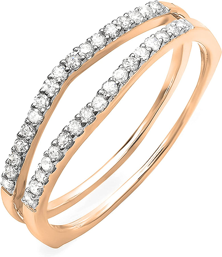 round White Diamond Enhancer Guard Wedding Band for Women 1/4 CT (0.25 Ctw, Color I-J, Clarity I1-I2) in 14K Gold