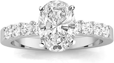 1 Carat T.W. GIA Certified Oval Classic Prong Set Diamond Engagement Ring K/SI1 Clarity Center Stones.